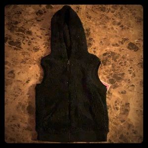 Black Faux Fur Hoodie Vest by Circo